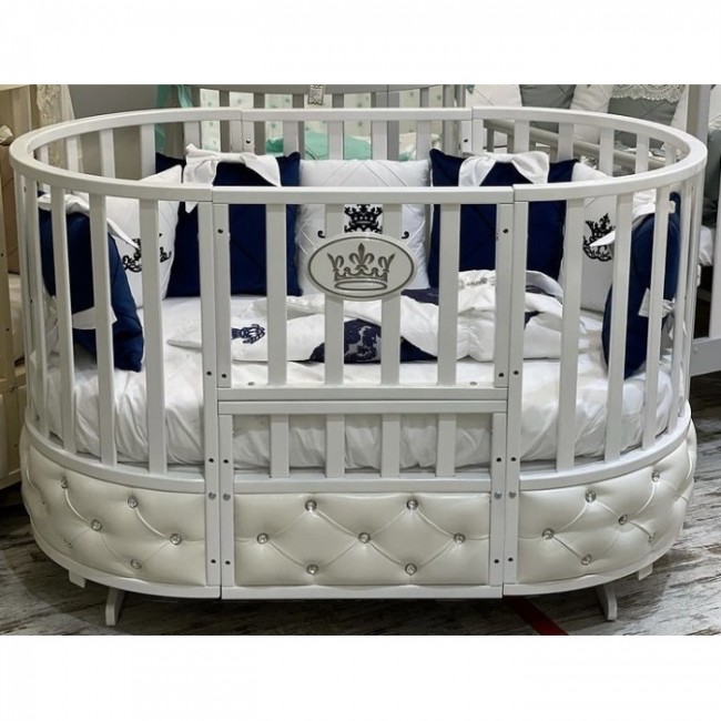 Детская кроватка MALIKA ROYAL MAJESTY ЭКО-кожа белый
